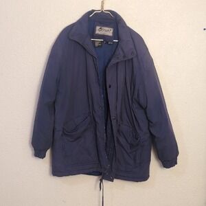 Blue Military-Style Puffer Jacket